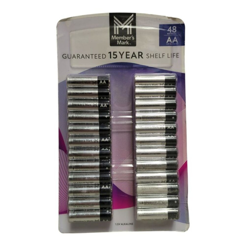 Member's Mark Extended Shelf Life AA Alkaline Batteries, 48 pk.